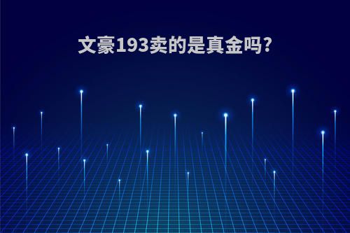 文豪193卖的是真金吗?