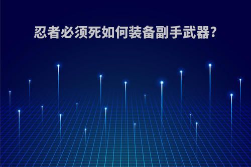 忍者必须死如何装备副手武器?