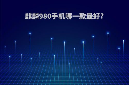 麒麟980手机哪一款最好?