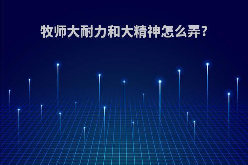 牧师大耐力和大精神怎么弄?